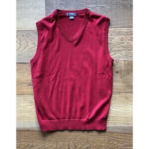 Cremieux Mens Supima Cotton Pullover VNeck Sweater Vest Sz L Red Preppy Golf